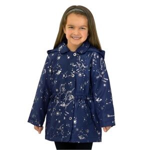 London Fog Kids Midweight Jackey - Navy Blue Starry with Unicorns